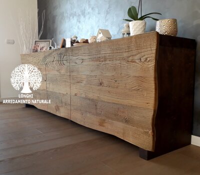 credenza gea natur design in legno grezzo vecchio taglio tronco
